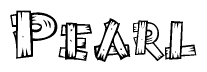 The clipart image shows the name Pearl stylized to look as if it has been constructed out of wooden planks or logs. Each letter is designed to resemble pieces of wood.