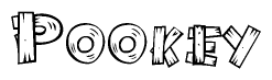 The clipart image shows the name Pookey stylized to look like it is constructed out of separate wooden planks or boards, with each letter having wood grain and plank-like details.