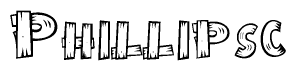 The clipart image shows the name Phillipsc stylized to look as if it has been constructed out of wooden planks or logs. Each letter is designed to resemble pieces of wood.
