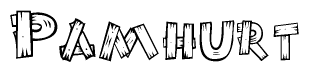 The clipart image shows the name Pamhurt stylized to look as if it has been constructed out of wooden planks or logs. Each letter is designed to resemble pieces of wood.