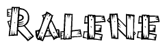 The clipart image shows the name Ralene stylized to look as if it has been constructed out of wooden planks or logs. Each letter is designed to resemble pieces of wood.