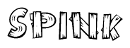 The clipart image shows the name Spink stylized to look as if it has been constructed out of wooden planks or logs. Each letter is designed to resemble pieces of wood.