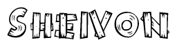 The clipart image shows the name Sheivon stylized to look as if it has been constructed out of wooden planks or logs. Each letter is designed to resemble pieces of wood.