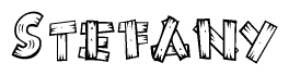 The image contains the name Stefany written in a decorative, stylized font with a hand-drawn appearance. The lines are made up of what appears to be planks of wood, which are nailed together