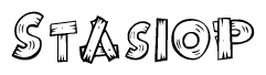 The clipart image shows the name Stasiop stylized to look as if it has been constructed out of wooden planks or logs. Each letter is designed to resemble pieces of wood.