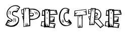 The clipart image shows the name Spectre stylized to look as if it has been constructed out of wooden planks or logs. Each letter is designed to resemble pieces of wood.