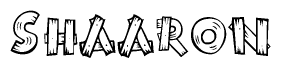 The clipart image shows the name Shaaron stylized to look as if it has been constructed out of wooden planks or logs. Each letter is designed to resemble pieces of wood.