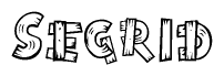 The clipart image shows the name Segrid stylized to look like it is constructed out of separate wooden planks or boards, with each letter having wood grain and plank-like details.