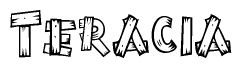 The clipart image shows the name Teracia stylized to look like it is constructed out of separate wooden planks or boards, with each letter having wood grain and plank-like details.