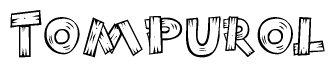 The clipart image shows the name Tompurol stylized to look like it is constructed out of separate wooden planks or boards, with each letter having wood grain and plank-like details.