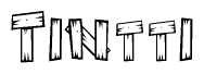 The clipart image shows the name Tintti stylized to look as if it has been constructed out of wooden planks or logs. Each letter is designed to resemble pieces of wood.