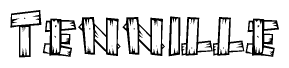 The clipart image shows the name Tennille stylized to look as if it has been constructed out of wooden planks or logs. Each letter is designed to resemble pieces of wood.