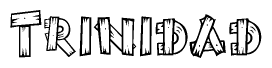 The image contains the name Trinidad written in a decorative, stylized font with a hand-drawn appearance. The lines are made up of what appears to be planks of wood, which are nailed together