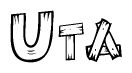 The clipart image shows the name Uta stylized to look like it is constructed out of separate wooden planks or boards, with each letter having wood grain and plank-like details.