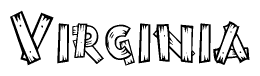 The clipart image shows the name Virginia stylized to look as if it has been constructed out of wooden planks or logs. Each letter is designed to resemble pieces of wood.