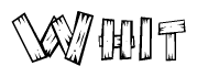The clipart image shows the name Whit stylized to look as if it has been constructed out of wooden planks or logs. Each letter is designed to resemble pieces of wood.