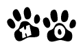 The image shows a series of animal paw prints arranged horizontally. Within each paw print, there's a letter; together they spell Ho