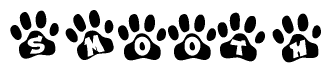 The image shows a row of animal paw prints, each containing a letter. The letters spell out the word Smooth within the paw prints.
