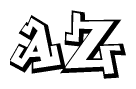 The image is a stylized representation of the letters Az designed to mimic the look of graffiti text. The letters are bold and have a three-dimensional appearance, with emphasis on angles and shadowing effects.