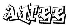 The clipart image depicts the word Anee in a style reminiscent of graffiti. The letters are drawn in a bold, block-like script with sharp angles and a three-dimensional appearance.