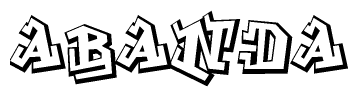 The clipart image depicts the word Abanda in a style reminiscent of graffiti. The letters are drawn in a bold, block-like script with sharp angles and a three-dimensional appearance.