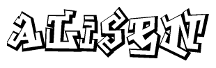 The clipart image features a stylized text in a graffiti font that reads Alisen.