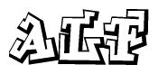 The clipart image features a stylized text in a graffiti font that reads Alf.