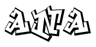The image is a stylized representation of the letters Ana designed to mimic the look of graffiti text. The letters are bold and have a three-dimensional appearance, with emphasis on angles and shadowing effects.