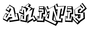 The clipart image features a stylized text in a graffiti font that reads Akinis.