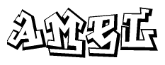 The clipart image depicts the word Amel in a style reminiscent of graffiti. The letters are drawn in a bold, block-like script with sharp angles and a three-dimensional appearance.