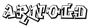 The image is a stylized representation of the letters Arnold designed to mimic the look of graffiti text. The letters are bold and have a three-dimensional appearance, with emphasis on angles and shadowing effects.