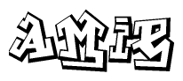The clipart image depicts the word Amie in a style reminiscent of graffiti. The letters are drawn in a bold, block-like script with sharp angles and a three-dimensional appearance.