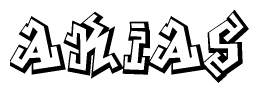 The clipart image features a stylized text in a graffiti font that reads Akias.
