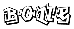 The image is a stylized representation of the letters Bone designed to mimic the look of graffiti text. The letters are bold and have a three-dimensional appearance, with emphasis on angles and shadowing effects.