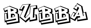 The image is a stylized representation of the letters Bubba designed to mimic the look of graffiti text. The letters are bold and have a three-dimensional appearance, with emphasis on angles and shadowing effects.