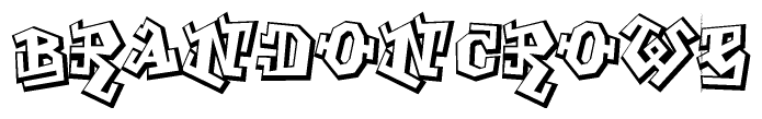 The image is a stylized representation of the letters Brandoncrowe designed to mimic the look of graffiti text. The letters are bold and have a three-dimensional appearance, with emphasis on angles and shadowing effects.