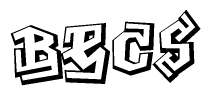 The clipart image depicts the word Becs in a style reminiscent of graffiti. The letters are drawn in a bold, block-like script with sharp angles and a three-dimensional appearance.