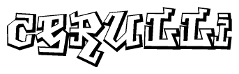 The clipart image depicts the word Cerulli in a style reminiscent of graffiti. The letters are drawn in a bold, block-like script with sharp angles and a three-dimensional appearance.