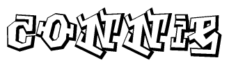 The image is a stylized representation of the letters Connie designed to mimic the look of graffiti text. The letters are bold and have a three-dimensional appearance, with emphasis on angles and shadowing effects.