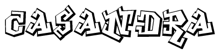The image is a stylized representation of the letters Casandra designed to mimic the look of graffiti text. The letters are bold and have a three-dimensional appearance, with emphasis on angles and shadowing effects.