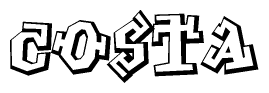 The clipart image depicts the word Costa in a style reminiscent of graffiti. The letters are drawn in a bold, block-like script with sharp angles and a three-dimensional appearance.