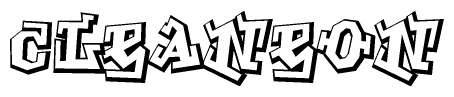 The image is a stylized representation of the letters Cleaneon designed to mimic the look of graffiti text. The letters are bold and have a three-dimensional appearance, with emphasis on angles and shadowing effects.