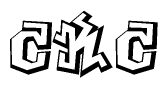 The clipart image depicts the word Ckc in a style reminiscent of graffiti. The letters are drawn in a bold, block-like script with sharp angles and a three-dimensional appearance.