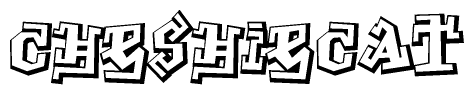 The clipart image depicts the word Cheshiecat in a style reminiscent of graffiti. The letters are drawn in a bold, block-like script with sharp angles and a three-dimensional appearance.