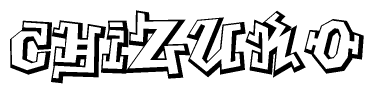 The image is a stylized representation of the letters Chizuko designed to mimic the look of graffiti text. The letters are bold and have a three-dimensional appearance, with emphasis on angles and shadowing effects.