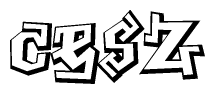 The clipart image depicts the word Cesz in a style reminiscent of graffiti. The letters are drawn in a bold, block-like script with sharp angles and a three-dimensional appearance.