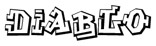 The image is a stylized representation of the letters Diablo designed to mimic the look of graffiti text. The letters are bold and have a three-dimensional appearance, with emphasis on angles and shadowing effects.