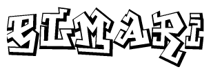 The clipart image depicts the word Elmari in a style reminiscent of graffiti. The letters are drawn in a bold, block-like script with sharp angles and a three-dimensional appearance.