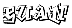 The image is a stylized representation of the letters Euan designed to mimic the look of graffiti text. The letters are bold and have a three-dimensional appearance, with emphasis on angles and shadowing effects.