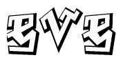 The clipart image depicts the word Eve in a style reminiscent of graffiti. The letters are drawn in a bold, block-like script with sharp angles and a three-dimensional appearance.